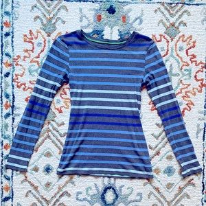 Old navy women’s blue green grey striped long sleeve tee size small